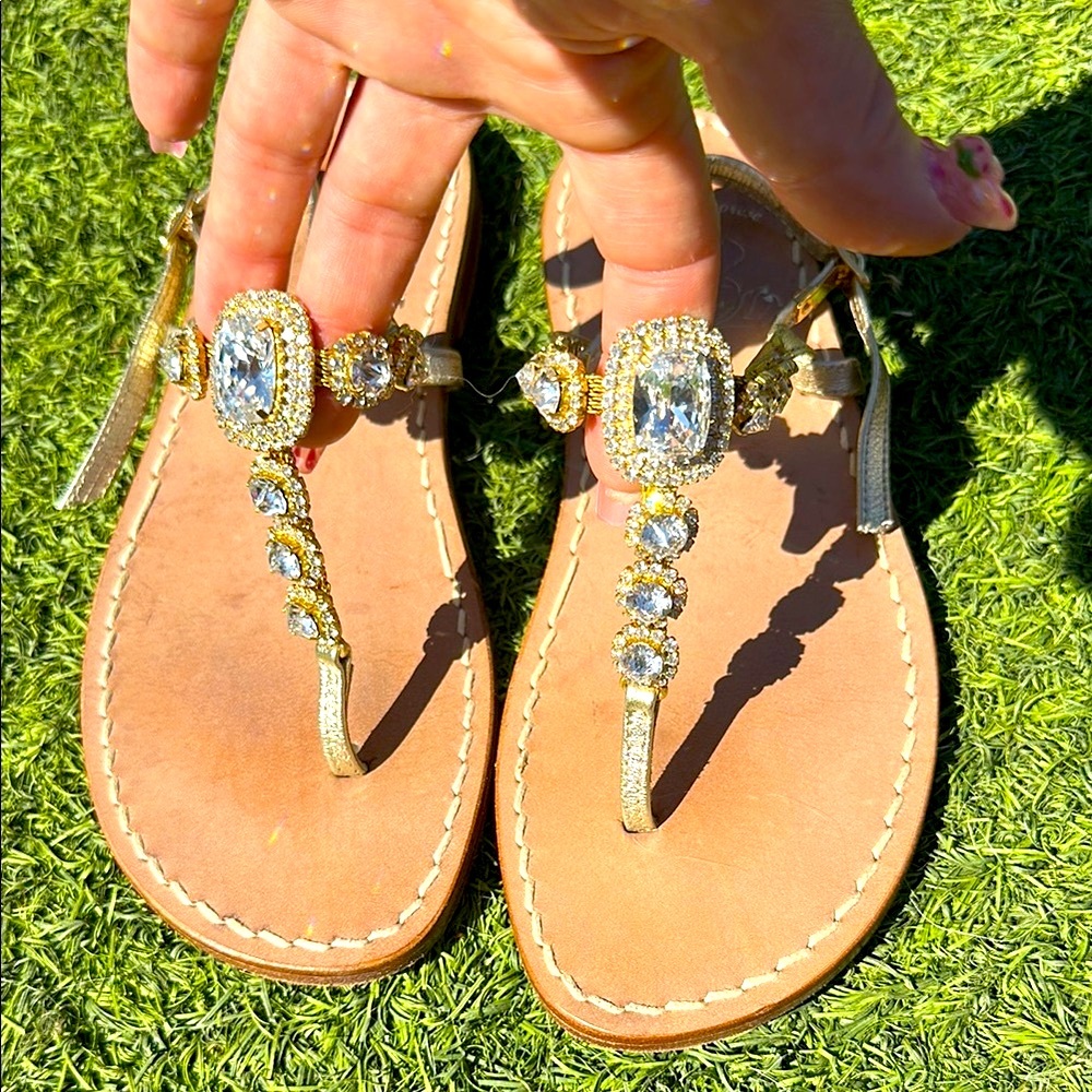 Gold and Crystal Embellished Sandals